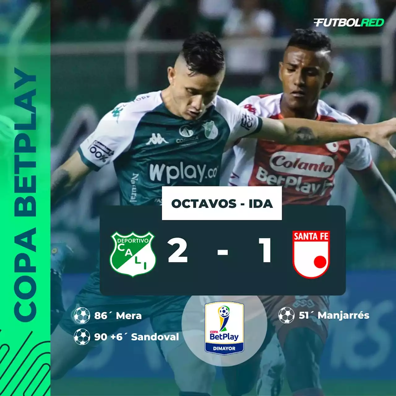 Deportivo Cali ganó con remontada incluida: venció a Santa Fe por Copa