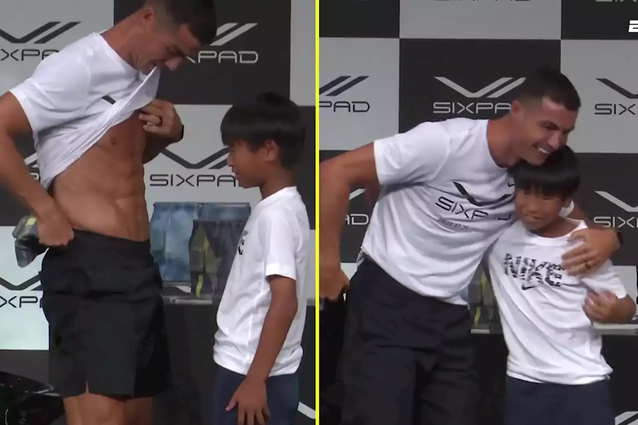 Cristiano Ronaldo stuns fan after he shows youngster his abs at fitness event