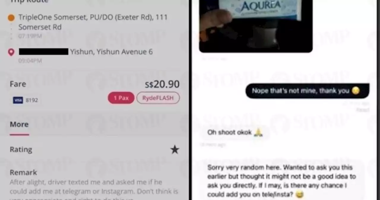 Started ride at 7.19pm, driver ends trip at 9:04pm: Man says Ryde driver kept app chat open to hit on wife