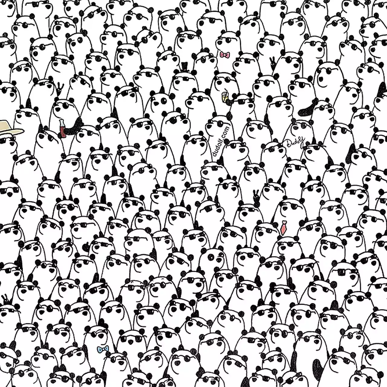 Brain teaser: Can you find the 3 pandas without sunglasses?