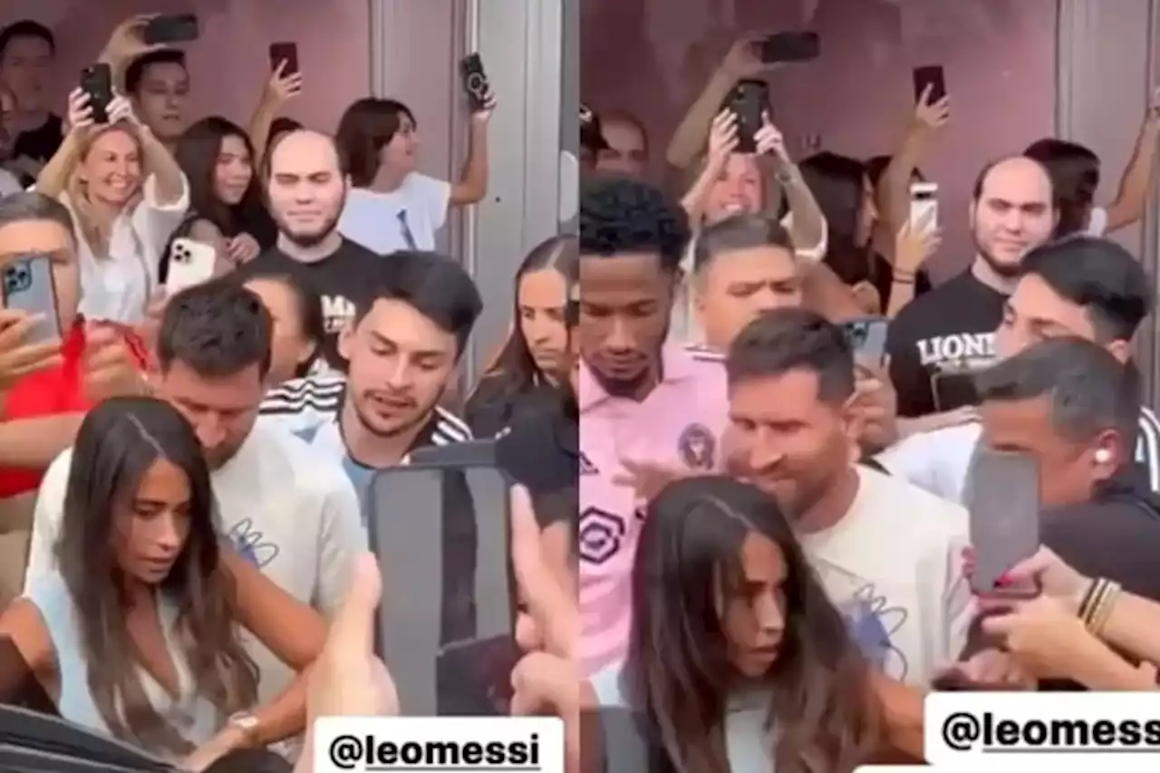 Lionel Messi fue abordado por una marea de fans y Antonela Roccuzzo tuvo una reacción nunca antes vista