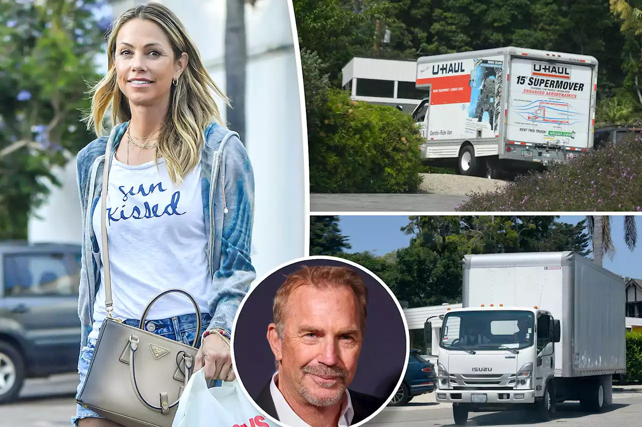 Moving trucks seen outside of Kevin Costner’s California estate amid divorce drama