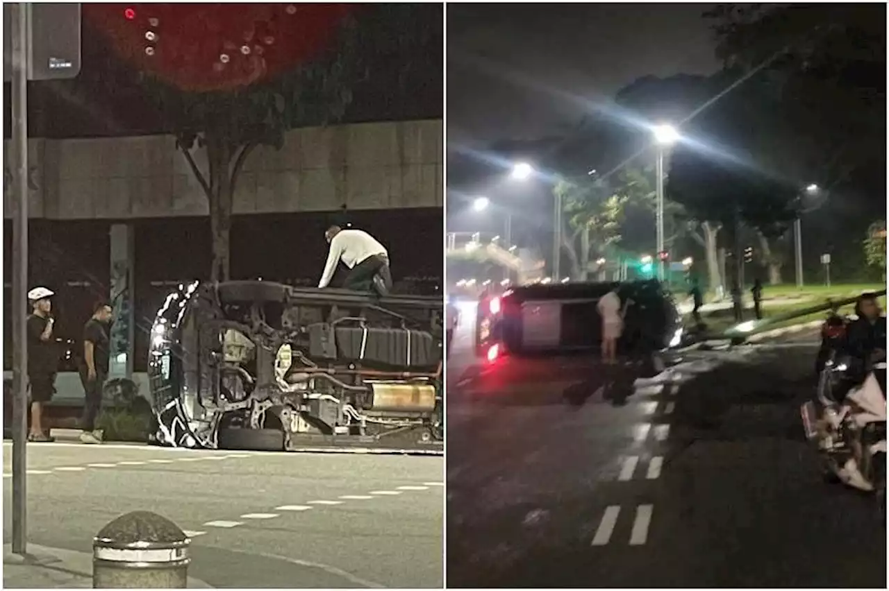 Two accidents involving overturned cars reported; one driver arrested for suspected drink driving