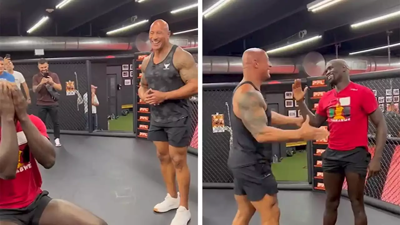 The Rock Makes UFC's Themba Gorimbo Cry During Emotional Meetup