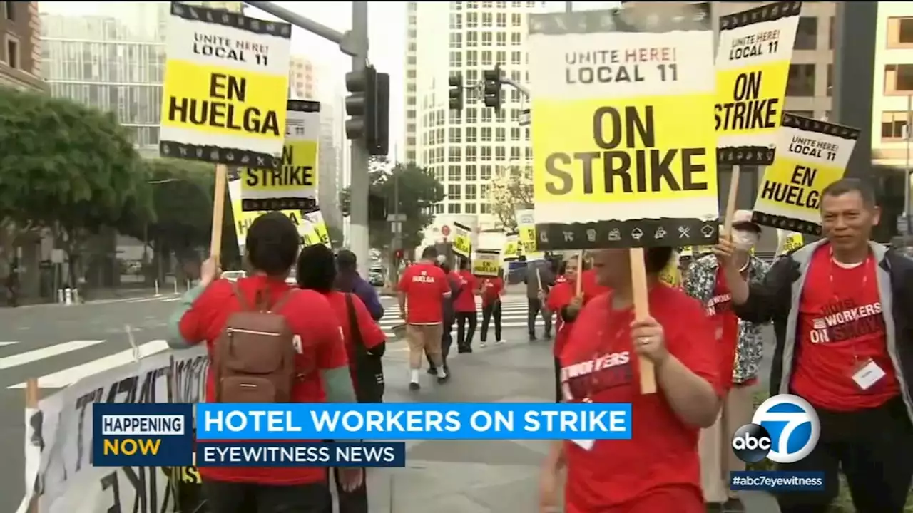 Thousands of SoCal hotel workers remain on strike in effort to get higher pay, better benefits