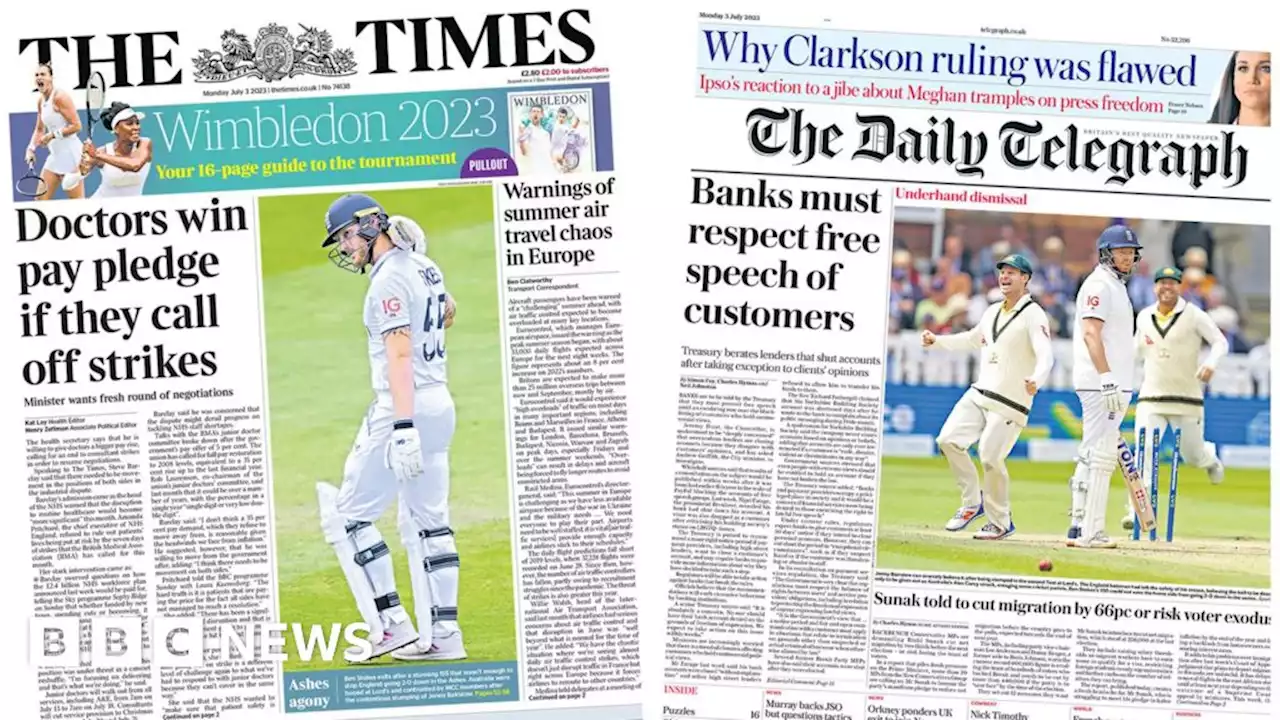 Newspaper headlines: Banks free speech warning and 'strikes until 2025'