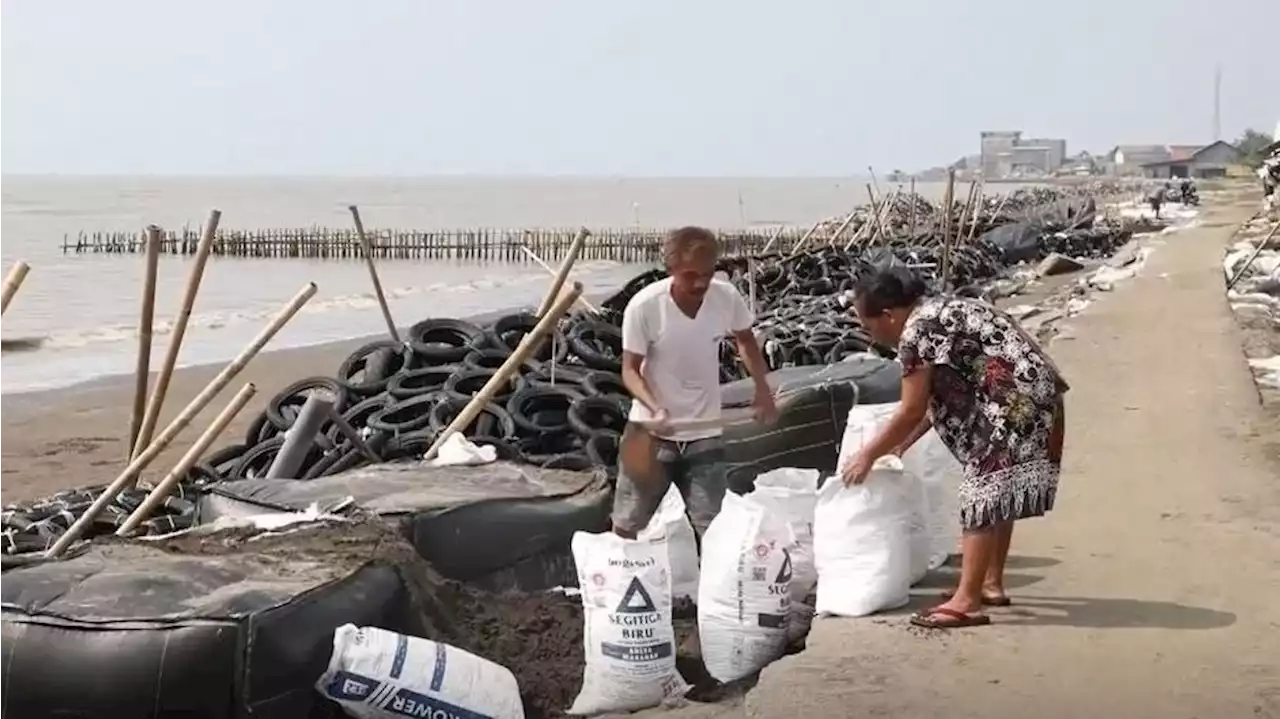 Un pueblo de Indonesia, inundado por el mar debido al cambio climático: sus vecinos andan sobre sacos de arena