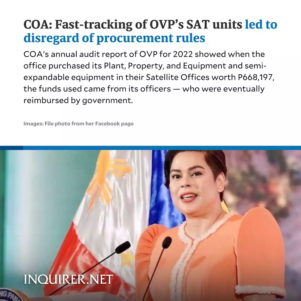 COA: Fast-tracking of OVP’s SAT units led to disregarding procurement rules