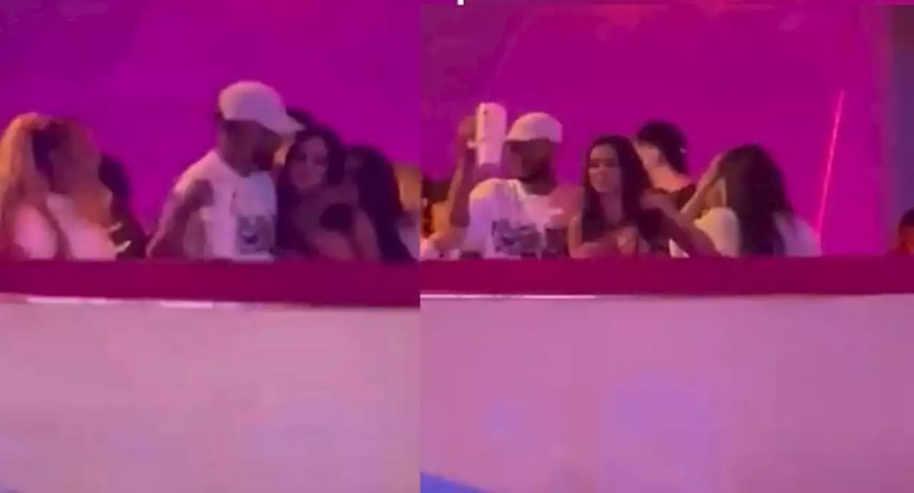 Neymar e Bruna Biancardi trocam carinhos em camarote da Tardezinha; vídeo