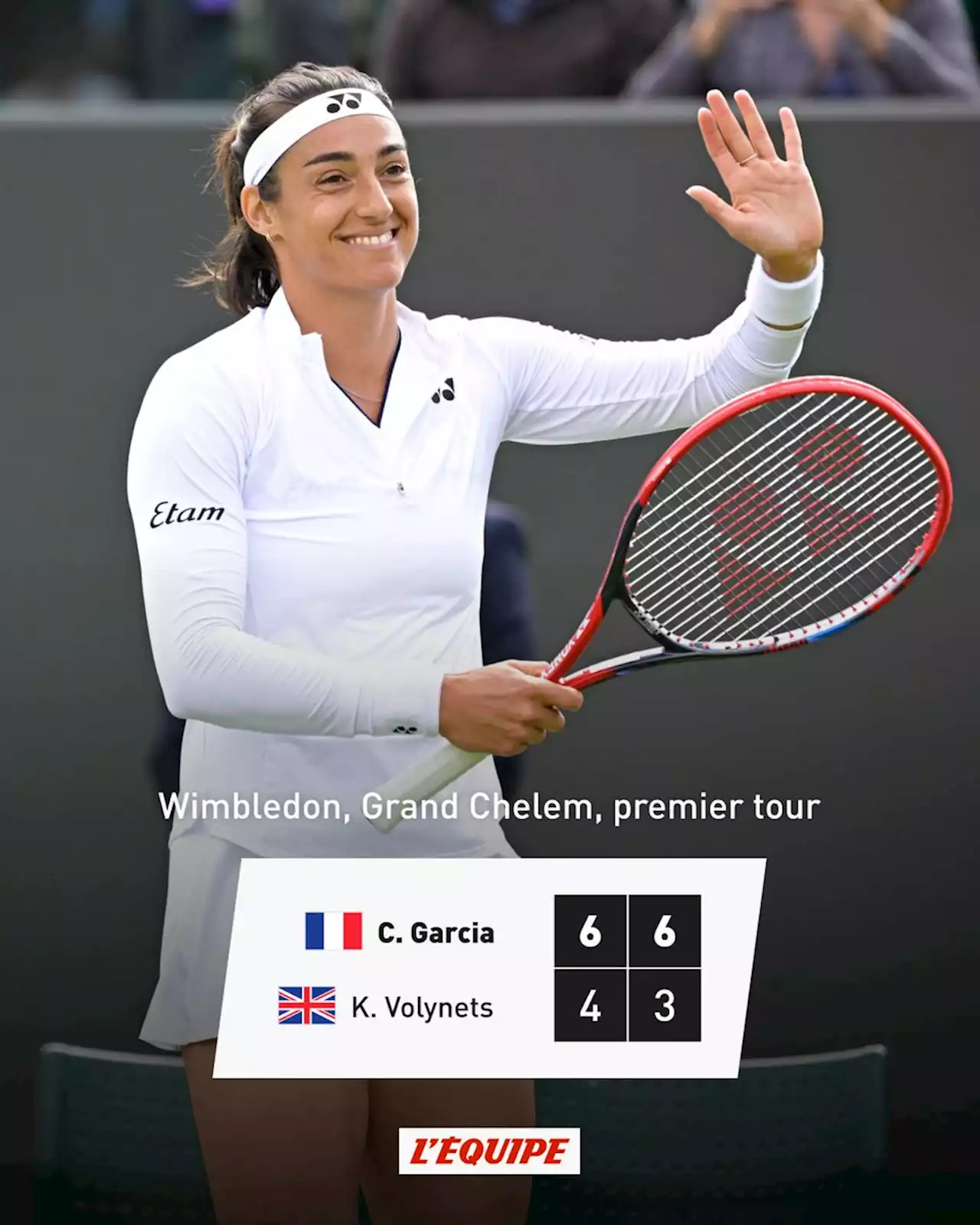 Résultat et résumé : Katie Volynets - Caroline Garcia, Grand Chelem, Wimbledon, Premier tour, Lundi 03 juillet 2023