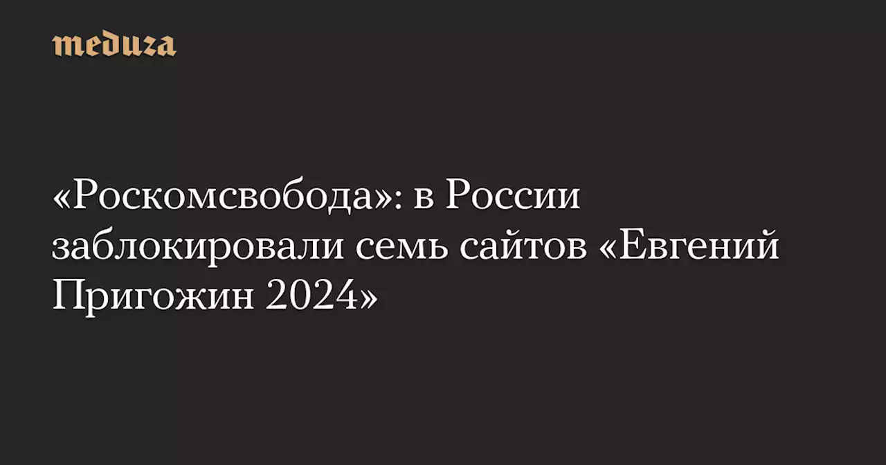 «Роскомсвобода»: в России заблокировали семь сайтов «Евгений Пригожин 2024» — Meduza