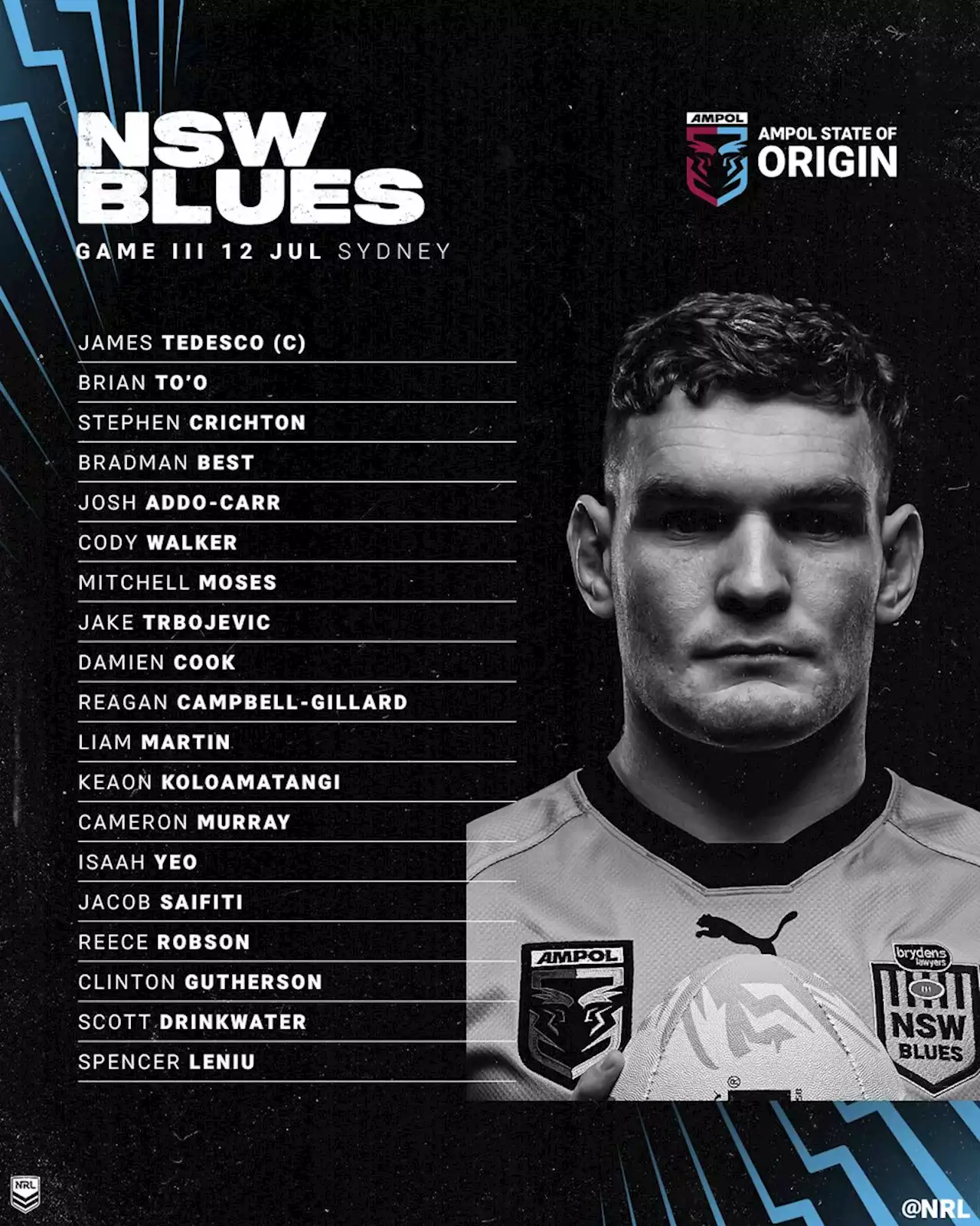 Best, Koloamatangi to debut as Blues make seven changes