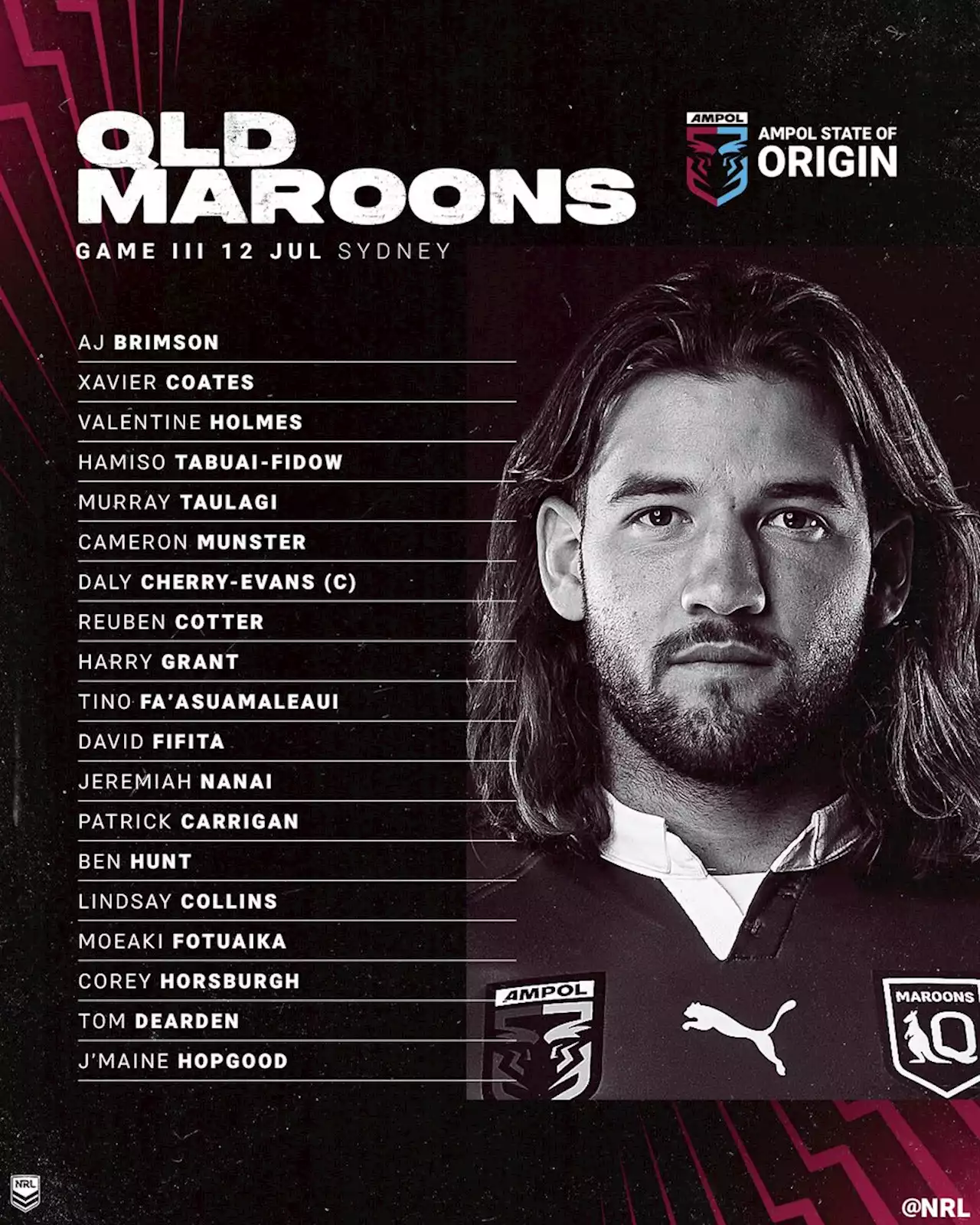 Brimson, Horsburgh called in as Maroons eye Origin clean sweep