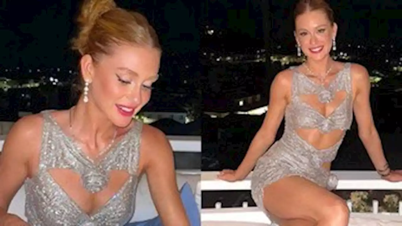 Marina Ruy Barbosa brilha com vestido prata todo recortado em comemoração de aniversário