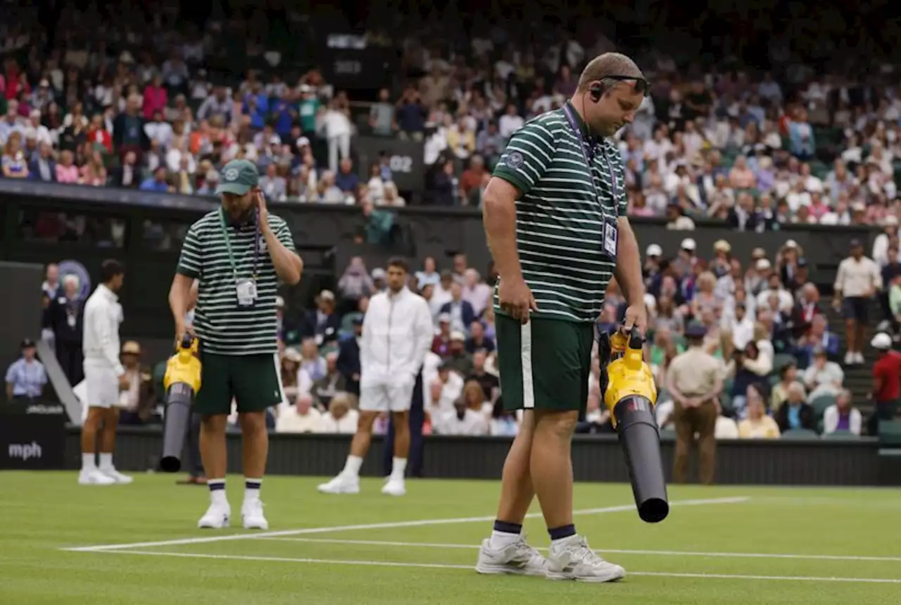 Tennis-Leaf-blowers to the rescue at slippery Wimbledon