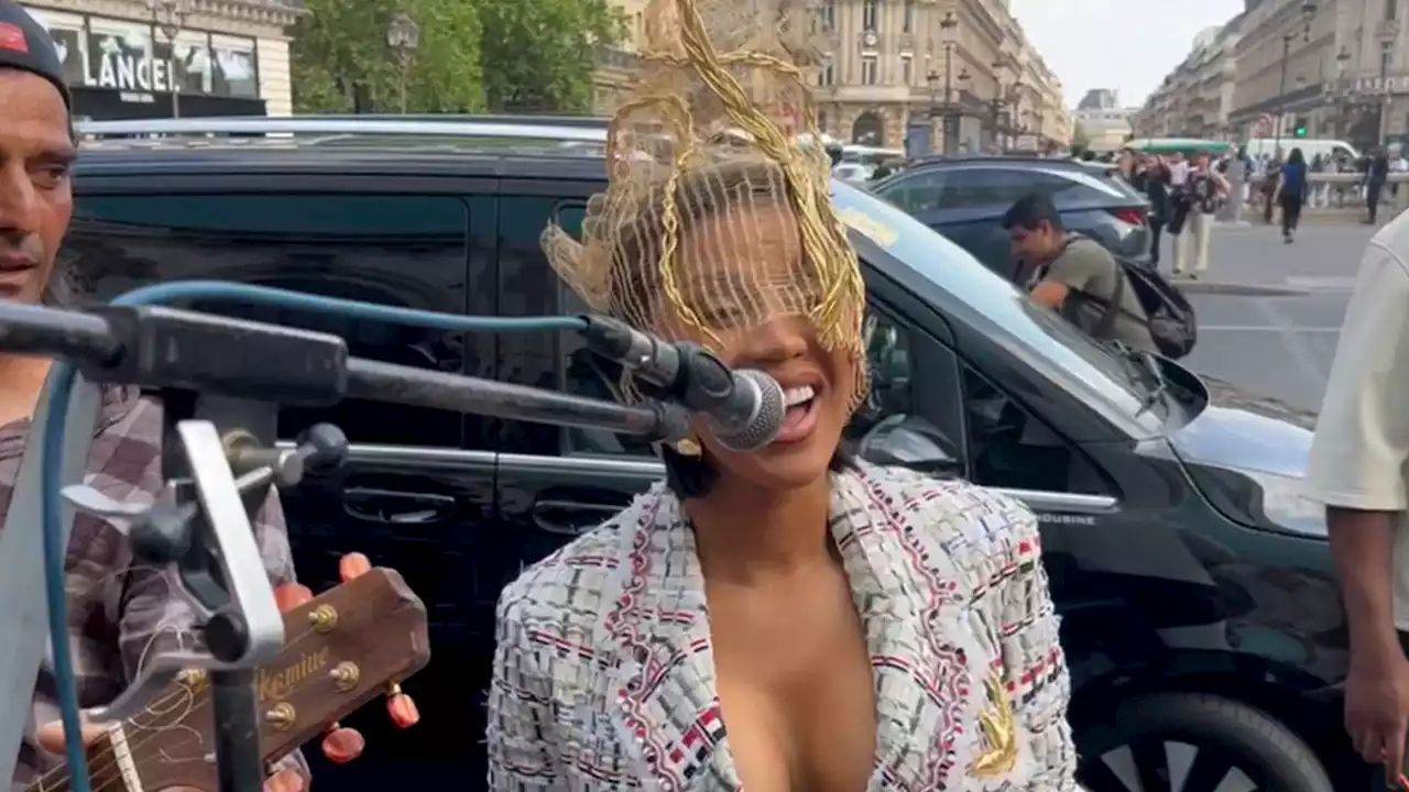 Cardi B Sings Whitney Houston While Leaving Thom Browne Fashion Show