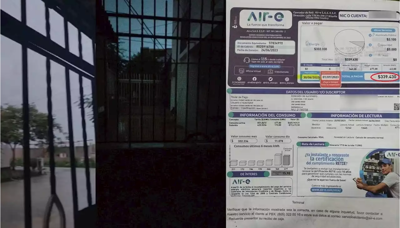 En Caribe Verde, estrato 2, tienen cinco horas diarias de luz, y pagan más de $300.000