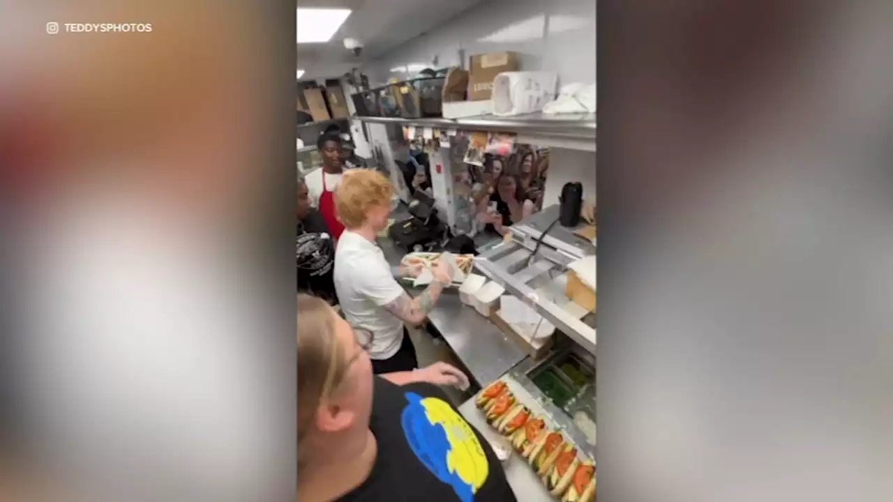 Ed Sheeran serves up hot dogs at The Weiner's Circle before Chicago show