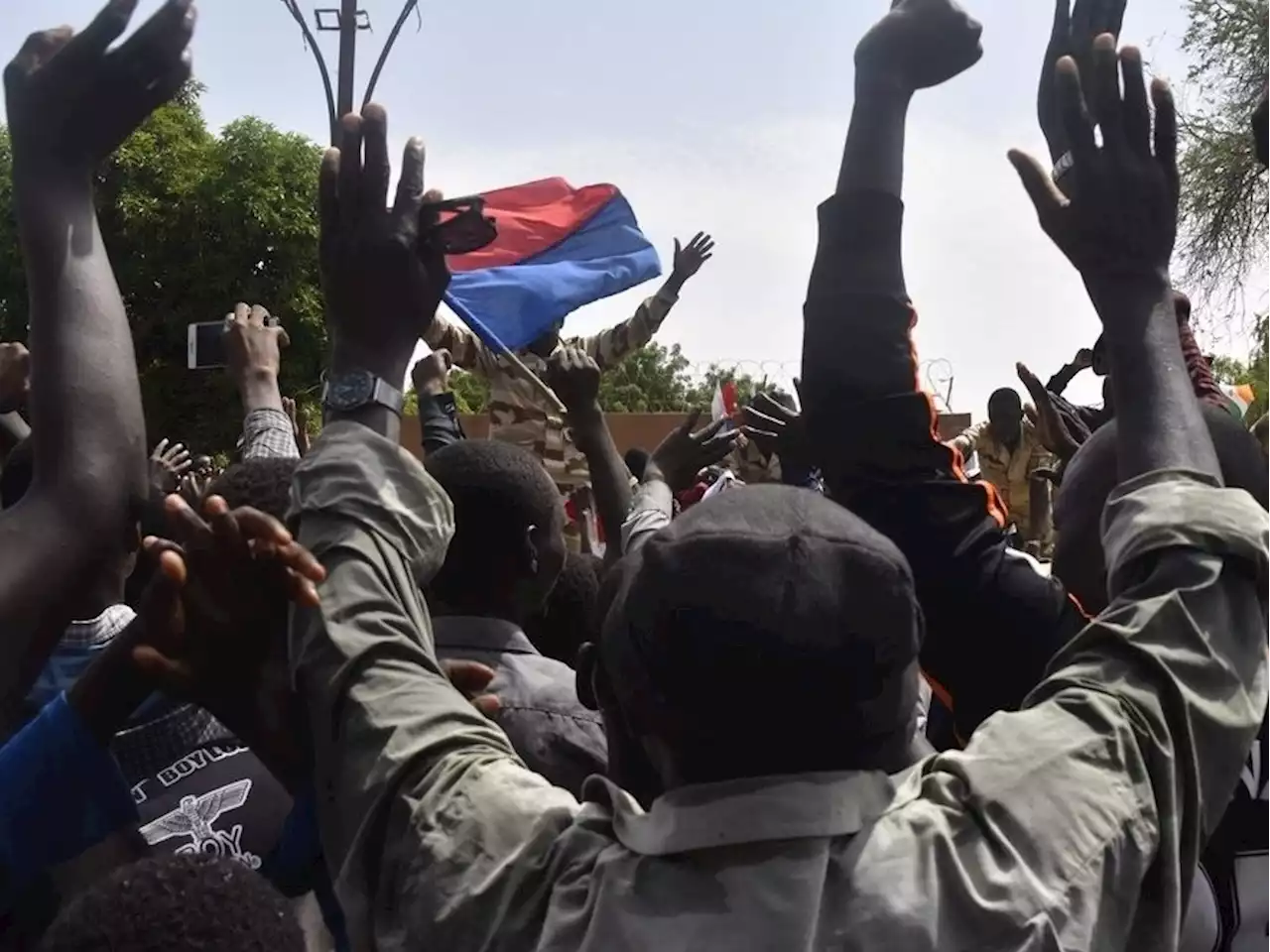 French embassy in Niger attacked as protesters waving Russian flags march through the capital