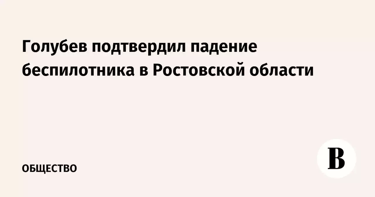 Голубев подтвердил падение беспилотника в Ростовской области