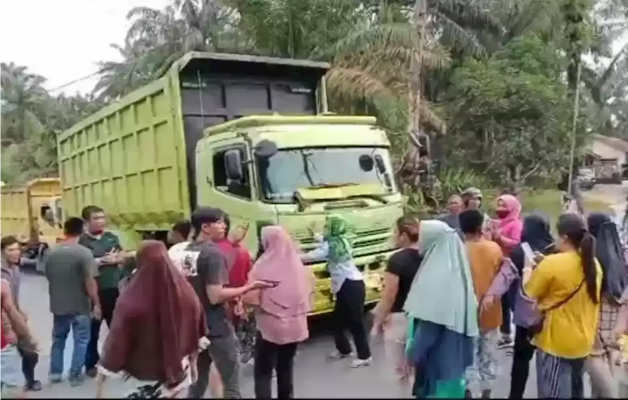 Tolak Pabrik Minyak Sawit, Puluhan Emak-Emak Cegat Truk di Labuhan Batu