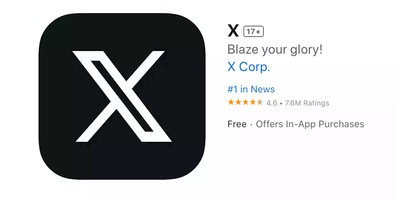 Twitter has officially changed to 'X' in the App Store