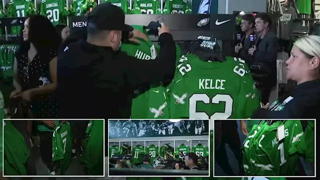 Eagles fans turn kelly green jersey release into 'basically a tailgate