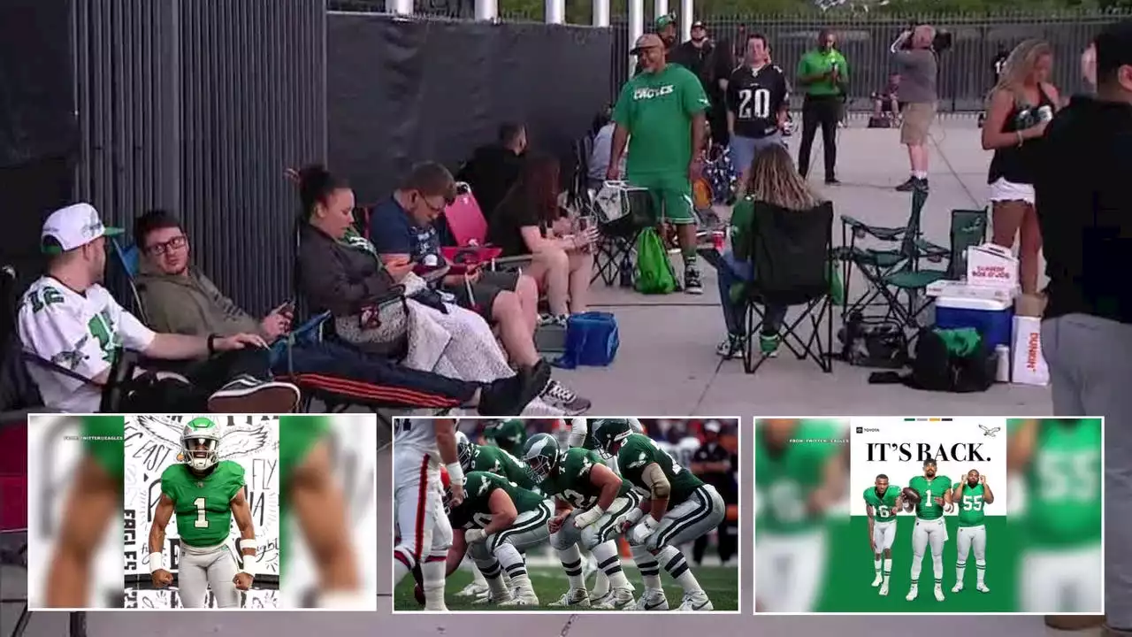 Fans line up for release of Eagles throwback kelly green jerseys