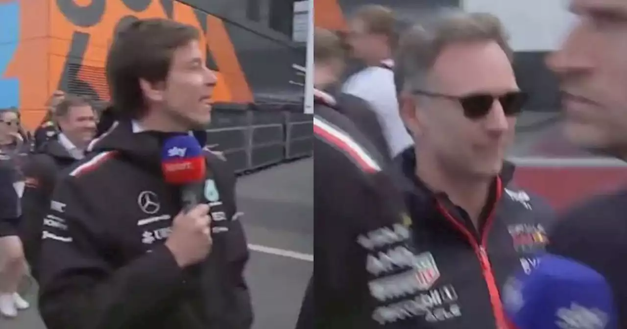 (VIDEO) Christian Horner ‘nalgueó’ a Toto Wolff y el jefe de Mercedes bromeó: ‘Eso es acoso’