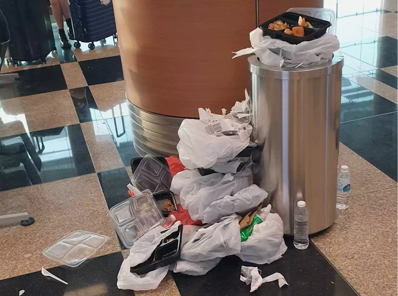 'Is Singapore a Garden City?' — Woman shocked to see pile of rubbish, overflowing trash bin inside Changi Terminal 3 - Singapore News