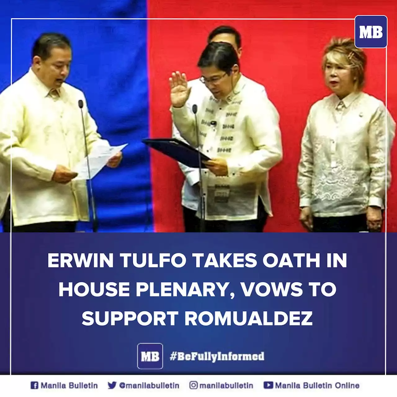 Erwin Tulfo takes oath in House plenary, vows to support Romualdez