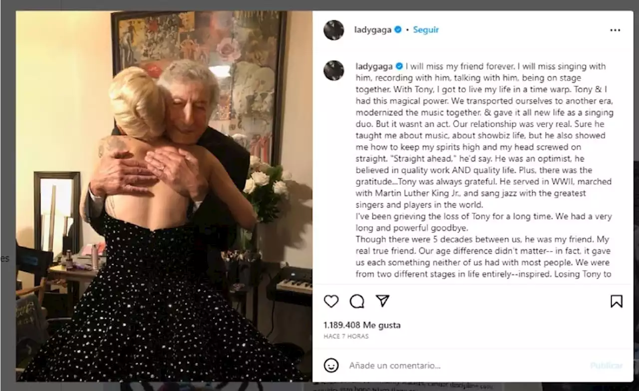 Lady Gaga recuerda a Tony Bennett y deja enseñanza: 'No descarten a sus mayores'