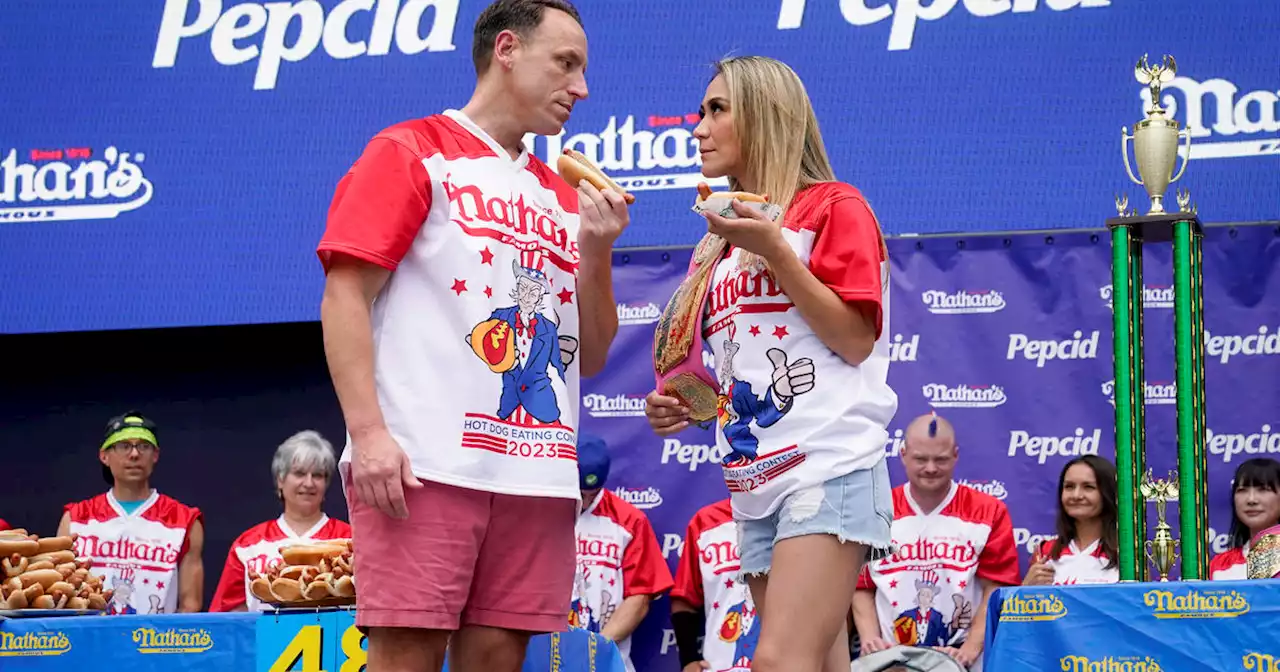 Joey Chestnut, Miki Sudo are again 'chompions' at annual Nathan's Hot Dog Eating Contest