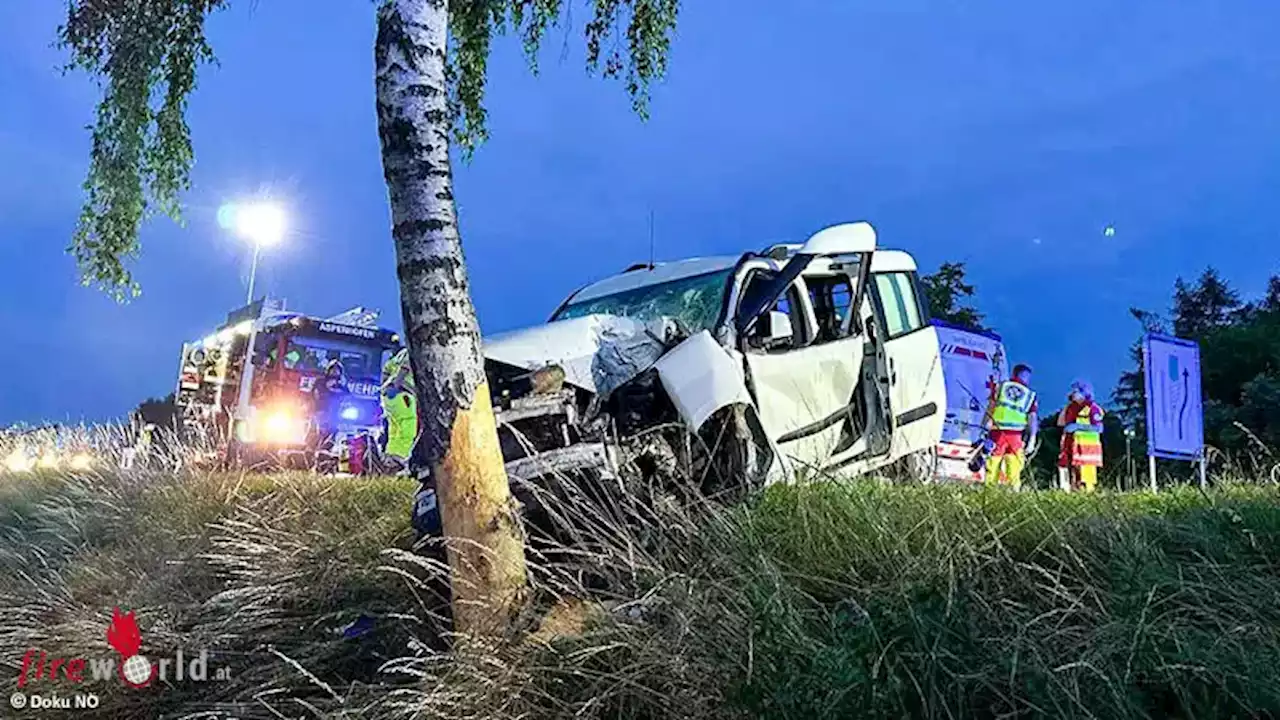 Nö: Zwei Eingeklemmte nach Pkw-Baum-Kollision auf B 19 bei Asperhofen