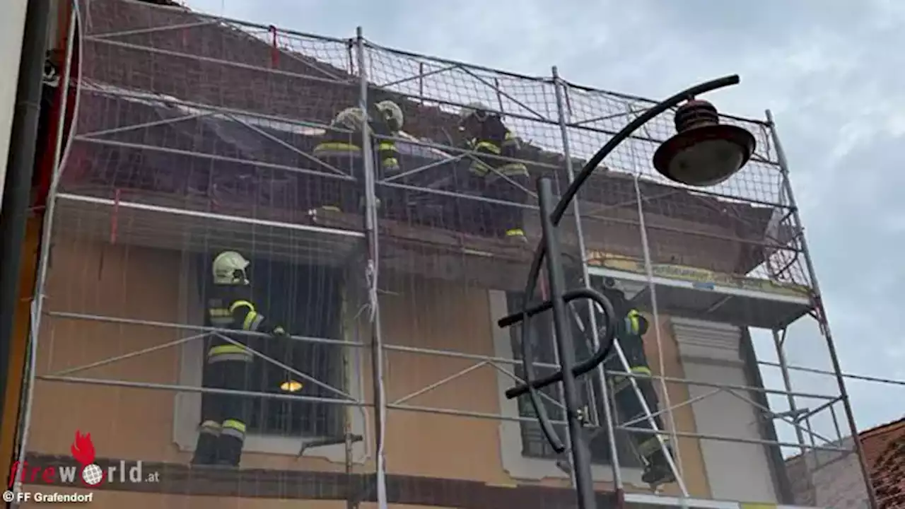 Stmk: Unwetter-Einsatz bei der Kirche in Grafendorf bei Hartberg