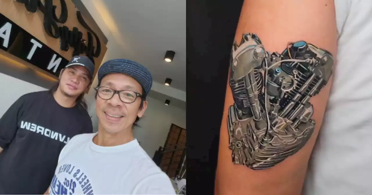 LOOK: Kuya Kim gets inked with realistic knucklehead engine tattoo