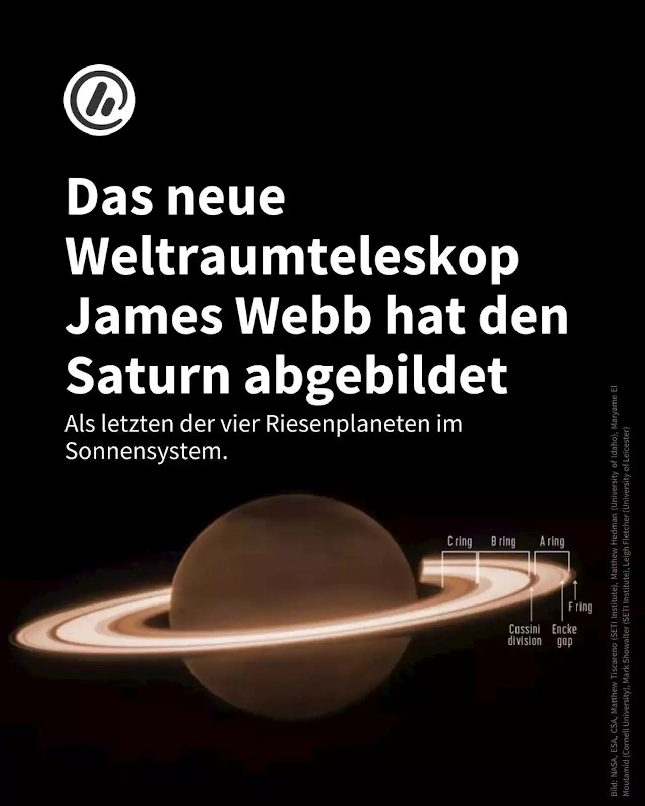 Weltraumteleskop James Webb: Ungewöhnliche Aufnahme des Saturn vorgestellt