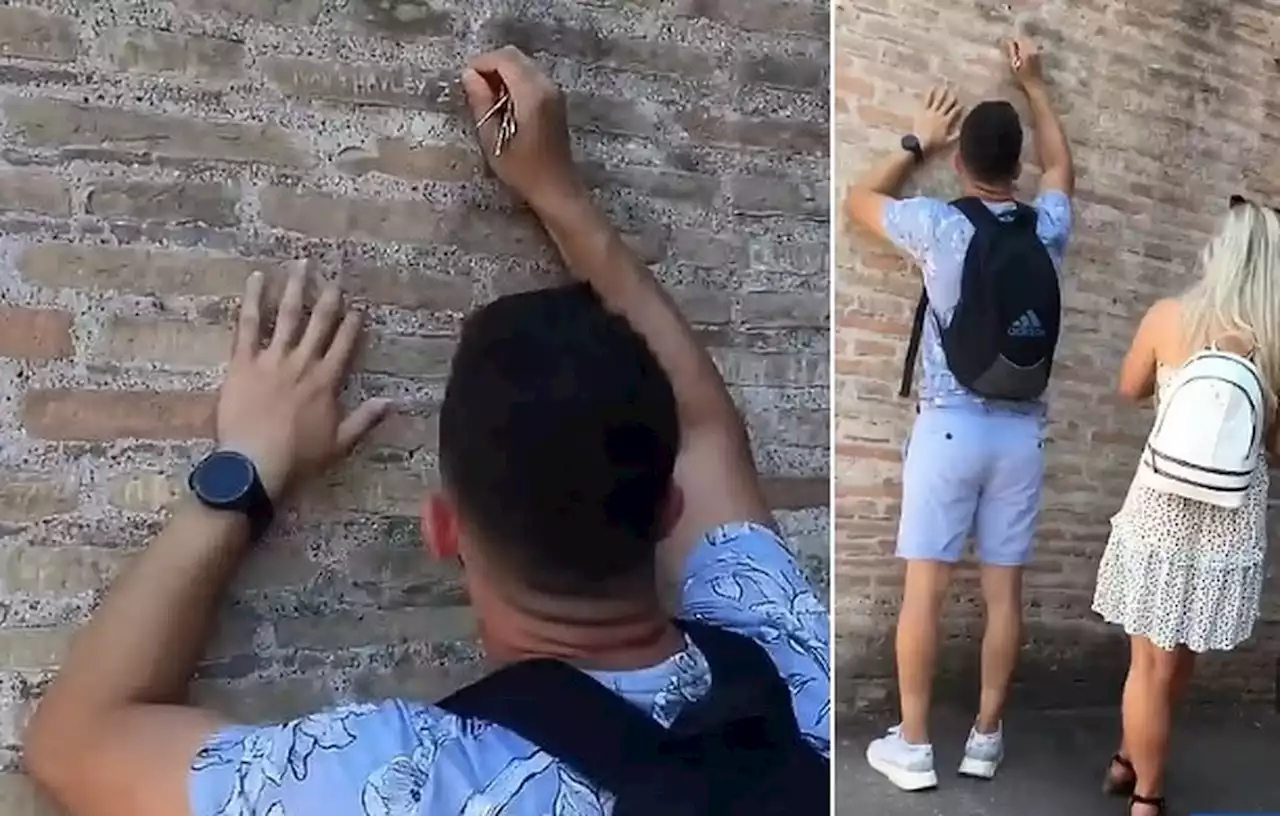 Turista que rabiscou com chave parede do Coliseu de Roma pede perdão à polícia italiana