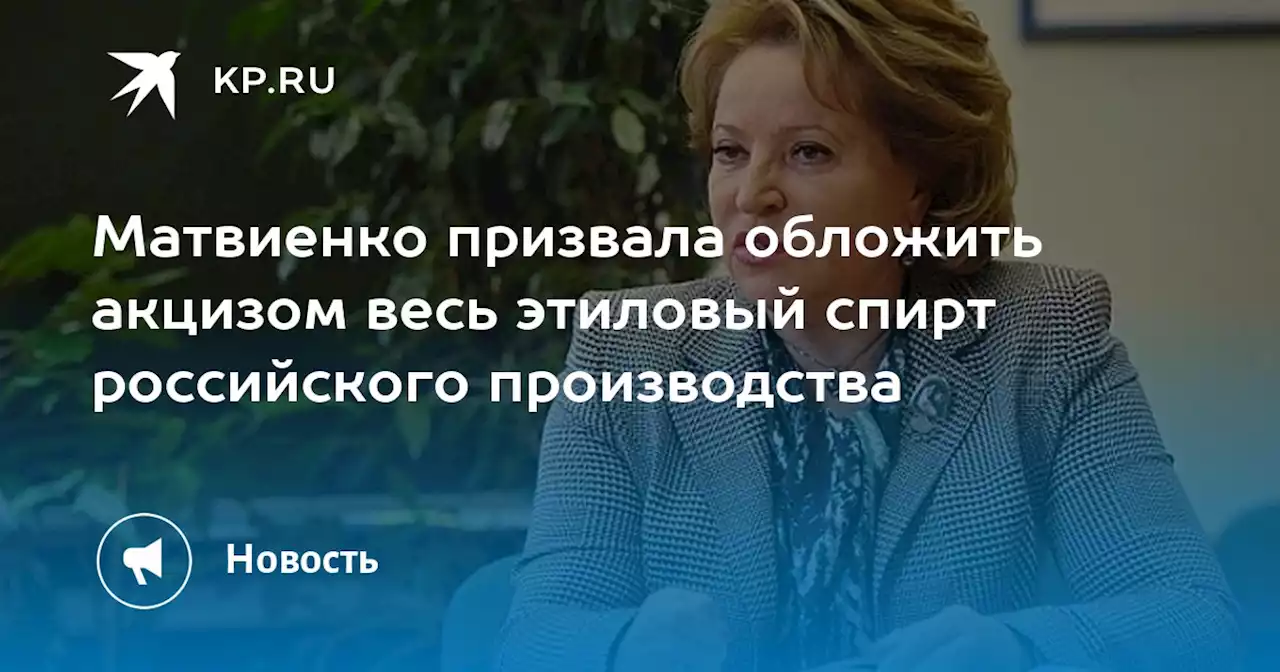 Матвиенко призвала обложить акцизом весь этиловый спирт российского производства