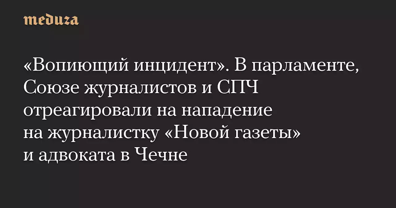 «Вопиющий инцидент». В парламенте, Союзе журналистов и СПЧ отреагировали на нападение на журналистку «Новой газеты» и адвоката в Чечне — Meduza