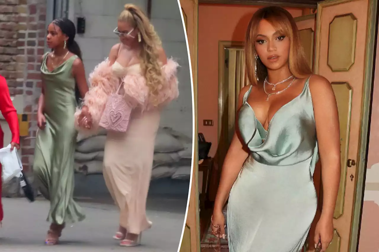 Blue Ivy, 11, is Beyoncé’s mini-me in green silk gown at Jay-Z’s mom’s wedding