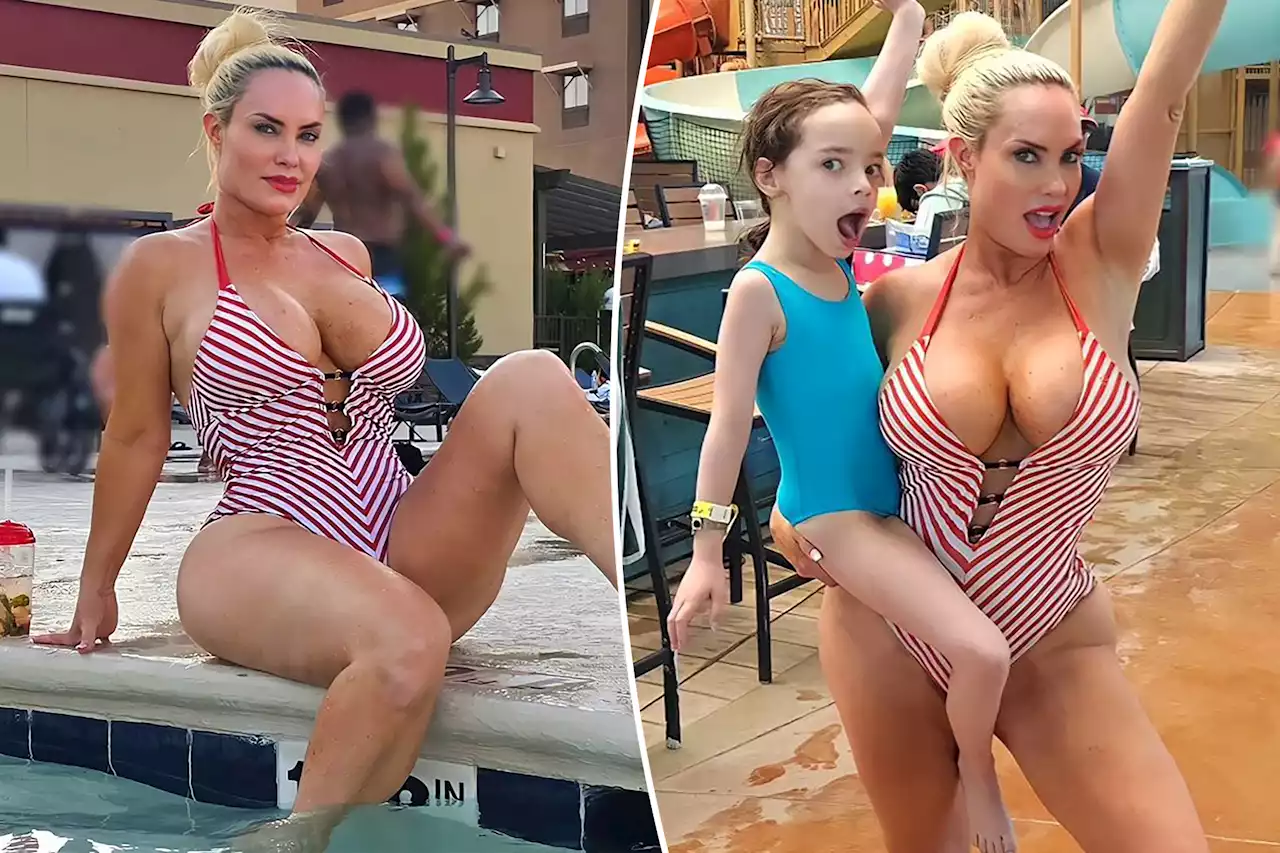 Coco Austin celebrates the Fourth of July in patriotic plunging swimsuit