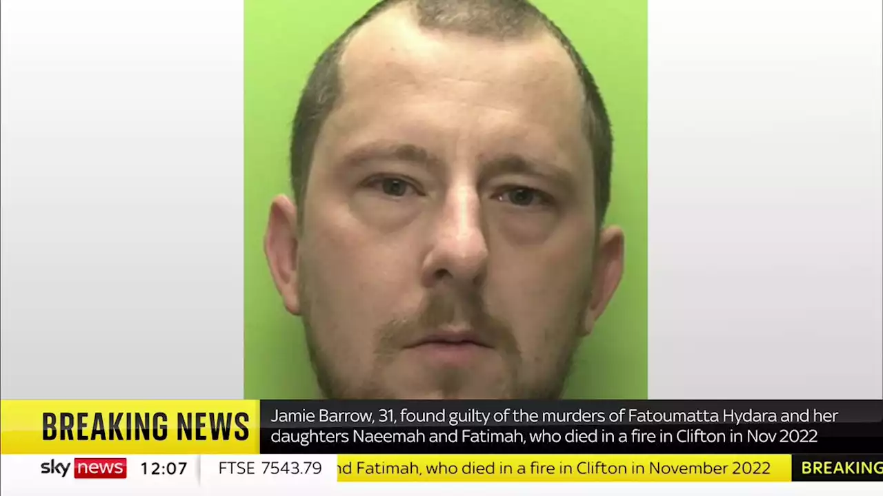 Neighbour Jamie Barrow found guilty of murdering mother and two children in Nottingham flat fire