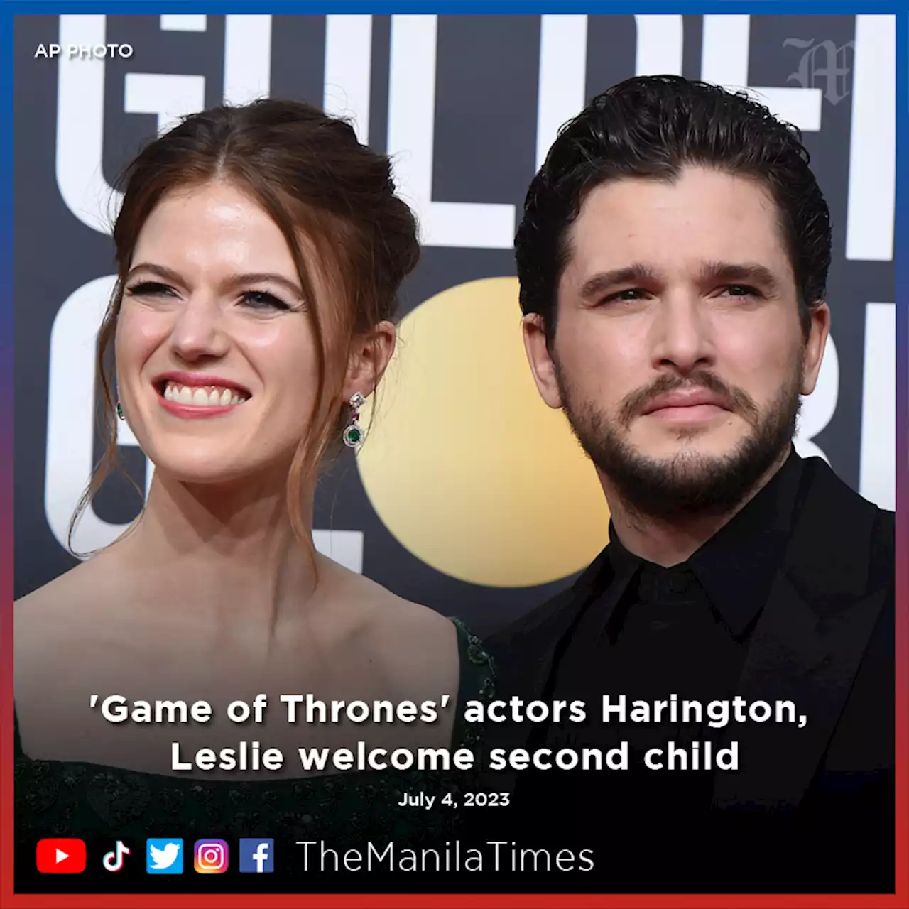 'Game of Thrones' actors Harington, Leslie welcome second child