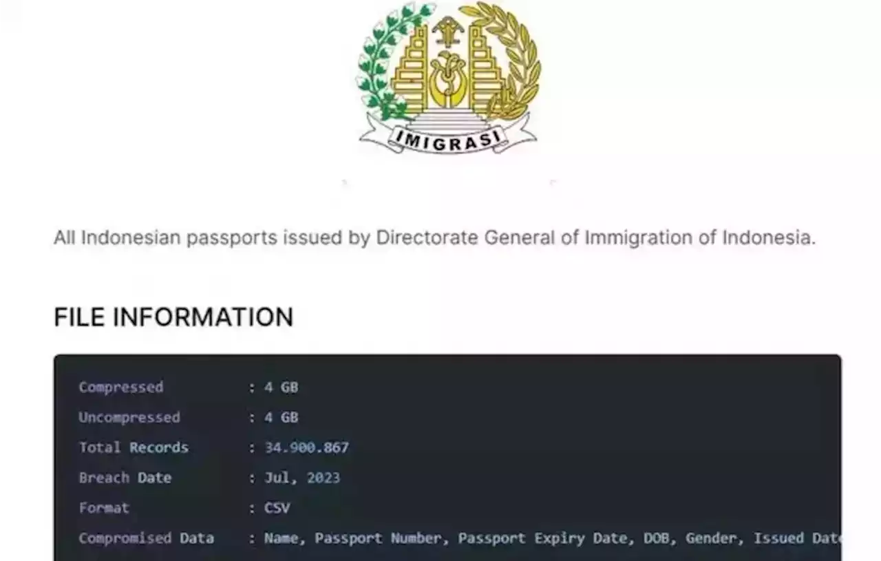 Kemenkominfo Telusuri Kebocoran 34 Juta Data Paspor Indonesia