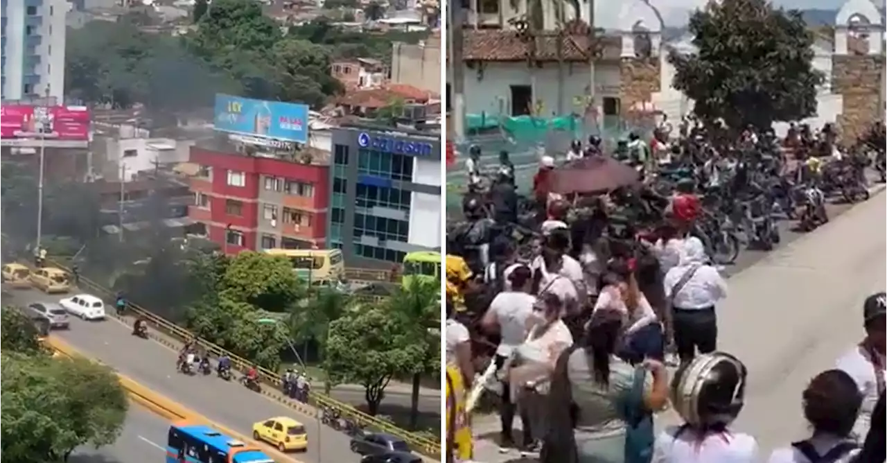 Bucaramanga: papas bomba, bloqueos y caos tras muerte de motociclista, al parecer por acción de agente de tránsito