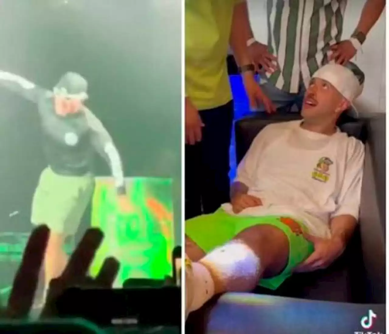 Video: La fuerte caída de Feid durante un concierto; le cogieron puntos