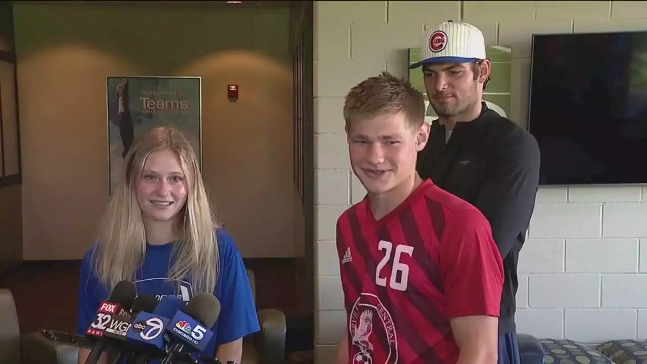 Local high school soccer standouts surprised by Bears' star Cole Kmet