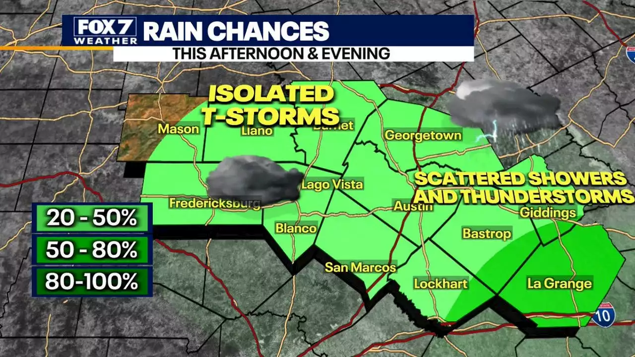 Austin weather: Spotty showers possible Wednesday, Thursday