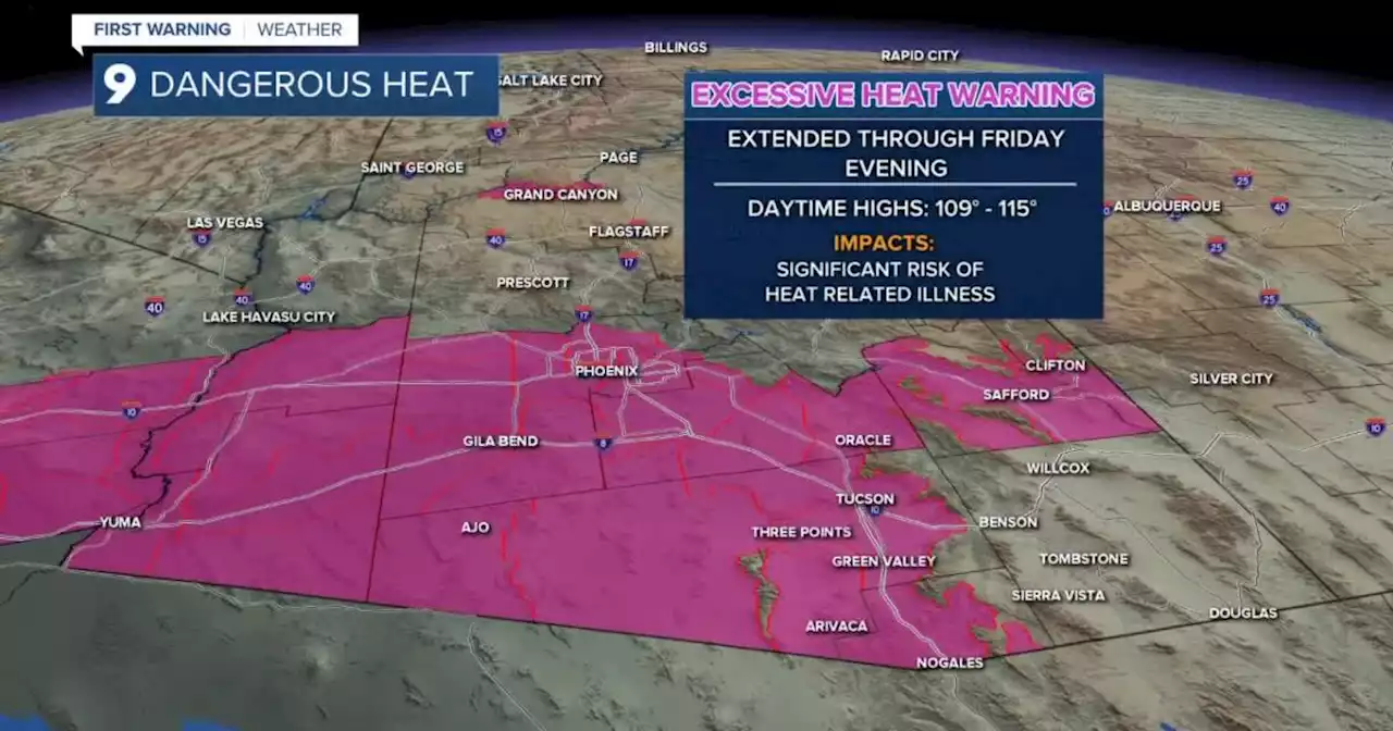 Excessive Heat Warnings remain in effect through Friday evening